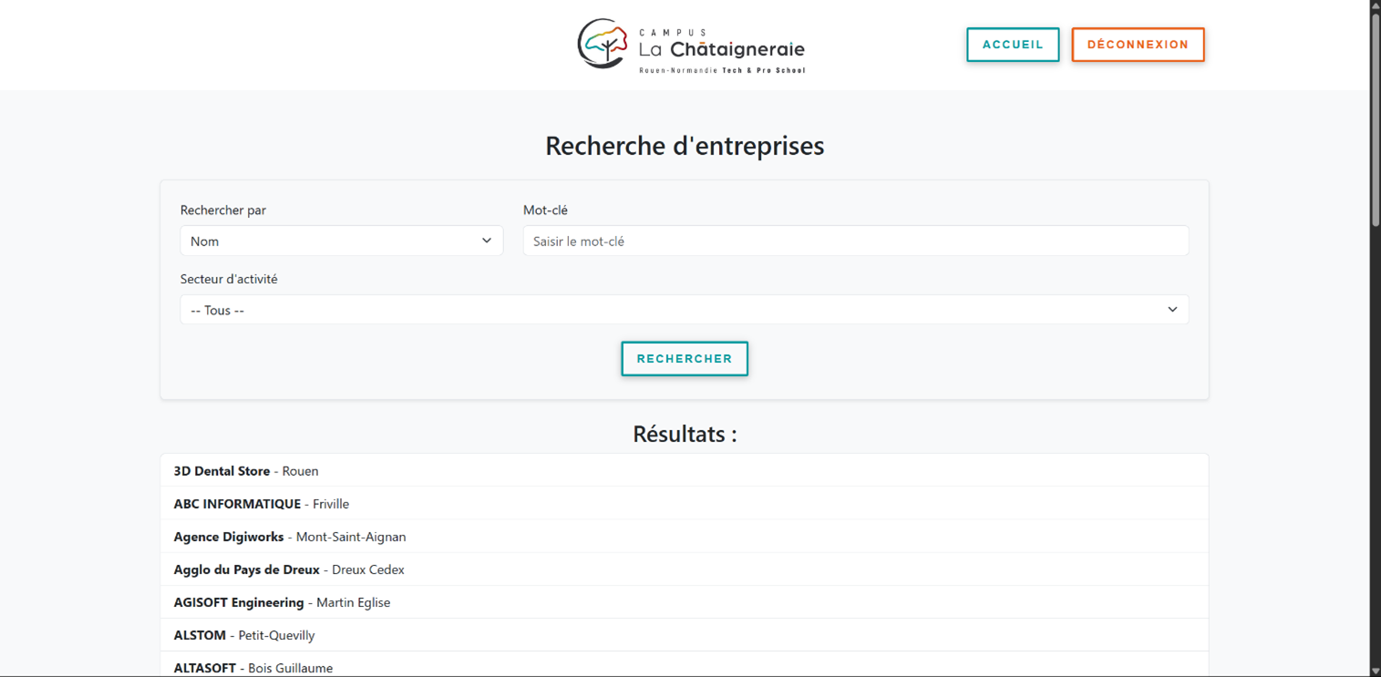 fonctionnalité de recherche détaillée